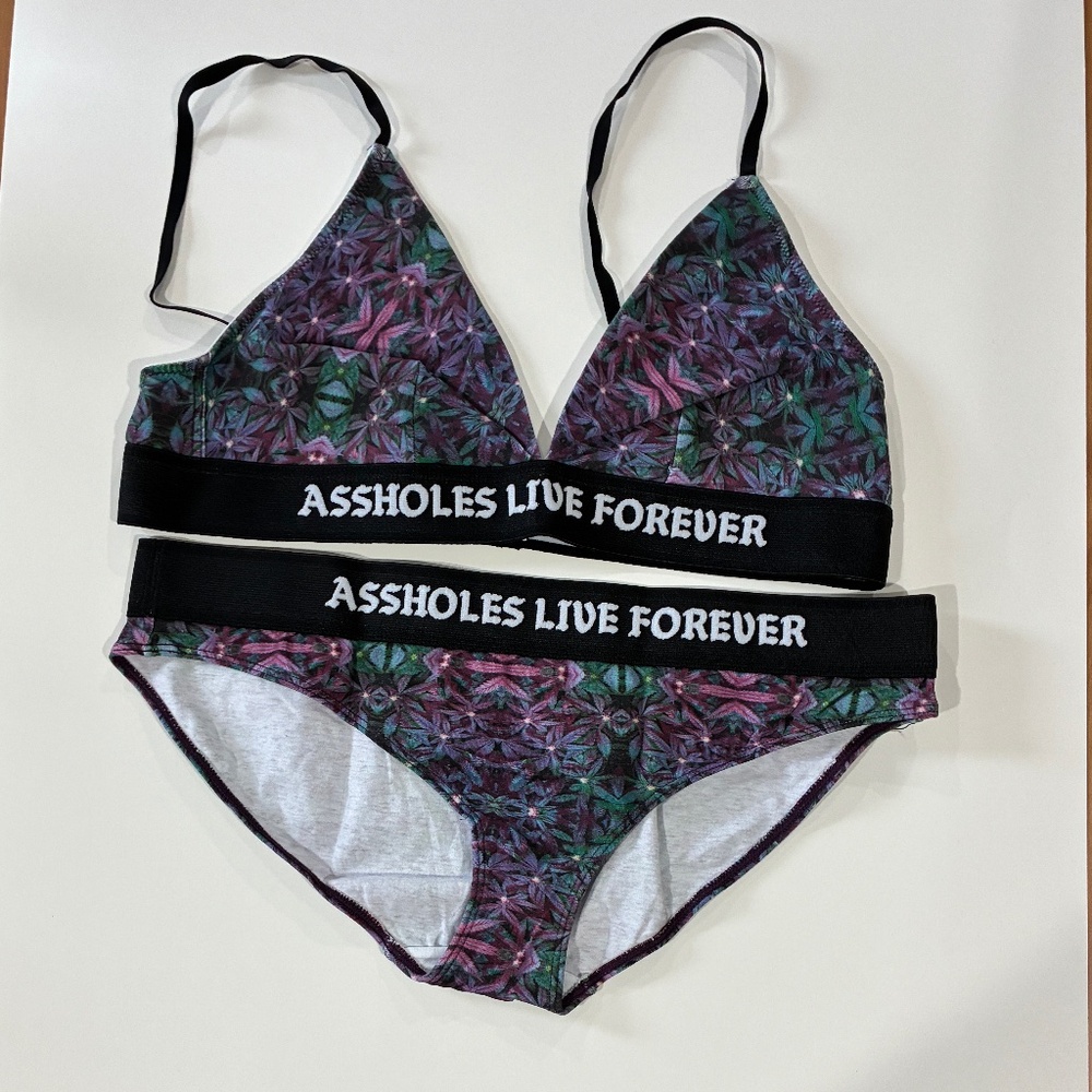 Assholes Live Forever Maple Leaf Bralette and Underwear